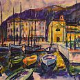 Max Spielmann "Malcesine Porto" 1966 Aquarell 47,5 x 61 cm