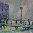 Max Spielmann "Regentag in Venedig" 1981 Aquarell 42 x 57 cm