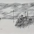 Paul Flora "Die Überschwemmung am Mississippi" Offset Lithographie 50 x 65 cm