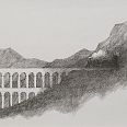 Paul Flora "Viadukt" Offset Lithographie 50 x 65 cm