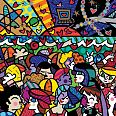 Romero Britto "Looking into the Future" Siebdruck 90 x 104 cm