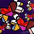 Romero Britto "Love is in the Air too" Giclée/Mixed Media 60 x 70 cm