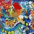 Romero Britto "The Wall" 2014 Mischtechnik auf Leinwand 72 x 122 cm