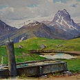 Rudolf Preuss "Bärstättalm bei Kirchberg in Tirol" Aquarell 1924
