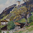 Rudolf Preuss "Fragenstein bei Zirl" Aquarell 1924