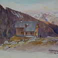 Rudolf Preuss "Morgen bei der Geraerhütte gegen die Tribulaungruppe" Aquarell 1924