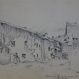 Rudolf Preuss "Motiv aus Perfuchs Landeck" Zeichnung 1901