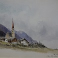 Rudolf Preuss "Ober Landeck Stanz" Aquarell 1901