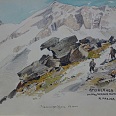 Rudolf Preuss "Steinernes Lamm am Wef Geraerhütte - Wildlahnertal" Aquarell 1924