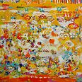 Sabeth Holland "Golden view" Mischtechnik auf Leinwand 80 x 90 cm