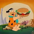 The Flintstones "Bronto to go" Hand Painted Limited Edition Cel with lithographic background 27 x 32 cm