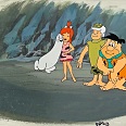 The Flintstones "Fred, Pebbles and Bam Bam" Original Production Cel on Original Production background 27 x 36 cm