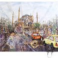 Thitz Urban Bag Art "Istanbul" 2016 Acrylfarben und recycelte Papiertüten auf Leinwand 140 x 120 cm