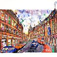 Thitz "London Bag at Regent Street" Acryl auf Künstlersiebdruck, Tüten, Büttenpapier 40 x 80 cm