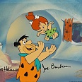 The Flintstones "Tossing Pebbles" Hand Painted Limited Edition Cel 27 x 32 cm