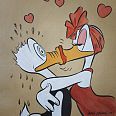 Ulrich Schröder "Daisy and Donald kissing" Mischtechnik auf Leinwand 60 x 50 cm
