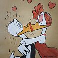 Ulrich Schröder "Daisy and Donald kissing" Mischtechnik auf Leinwand 60 x 50 cm