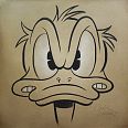 Ulrich Schröder "Donald angry front" Kohle und Buntstift auf Leinwand 80 x 80 cm