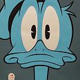 Ulrich Schröder "Donald Duck (Head, petrol-hellblau)" Gouache 57 x 38 cm