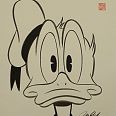 Ulrich Schröder "Donald Duck lost" Japanische Reibetusche auf Papier 42 x 30 cm