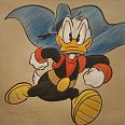Ulrich Schröder "Donald Duck (Phantomias)" Kohle und Pastell auf Leinwand 75 x 75 cm