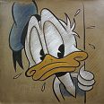 Ulrich Schröder "Donald looking around the corner" Kohle und Buntstift auf Leinwand 80 x 80 cm