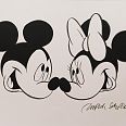 Ulrich Schröder "Mickey Minnie happy" Japanische Reibetusche auf Büttenpapier 30 x 42 cm