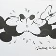 Ulrich Schröder "Mickey Minnie Kiss" Japanische Reibetusche auf Büttenpapier 41 x 52 cm