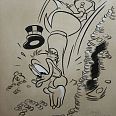 Ulrich Schröder "Uncle Scrooge jump money" Kohle und Buntstift auf Leinwand 95 x 80 cm