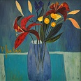 Veronika Gerber "Vase mit Lilien" Öl auf Leinwand 50 x 50 cm