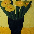 Veronika Gerber "Astern in blauer Vase" Öl auf Leinwand 30 x 25 cm