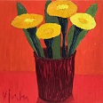 Veronika Gerber "Astern in roter Vase" Öl auf Leinwand 30 x 30cm