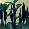 Veronika Gerber "Bäume am Gardasee" Öl auf Leinwand 80 x 80 cm