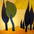 Veronika Gerber "Gardaseelandschaft in Malcesine" Öl auf Leinwand 80 x 80 cm