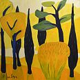Veronika Gerber "Gelbe Landschaft am Gardasee" Öl auf Leinwand 100 x 100 cm