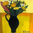 Veronika Gerber "Gelbes Blumenstilleben" 50 x 50 cm Öl auf Leinwand