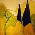Veronika Gerber "Große Gardaseelandschaft- Von Via Pace" Öl auf Leinwand 80 x 80 cm