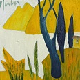 Veronika Gerber "Kleine Gardaseelandschaft" Öl auf Leinwand 30 x 30 cm