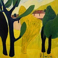 Veronika Gerber "Landschaft mit Bäumen bei Arco" Öl auf Leinwand 40 x 40 cm