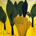 Veronika Gerber "Landschaft mit Bäumen bei Arco" Öl auf Leinwand 80 x 80 cm