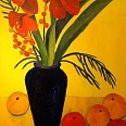 Veronika Gerber "Stillleben mit Amaryllis und Orangen" Öl auf Leinwand 70 x 60 cm
