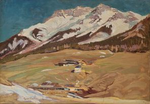 August Bechler - Öl a. Karton Steinberger Tal mit Guffert 1926 - 50 x 68 cm web