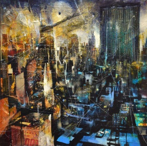 Bernhard Vogel NY The One Penn Plaza Mixed Media auf Leinwand 80 x 80 cm web