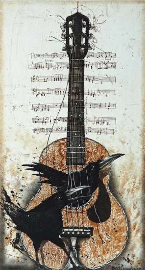 Bodo Klös Black Crow Blues Radierung 79 x 51 cm 59 x 31 cm web
