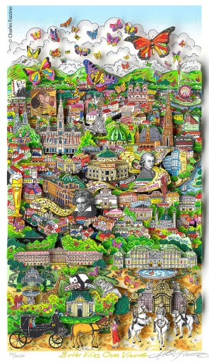 Charles Fazzino Butterflies over Vienna 3D-Siebdruck 615 x 340 cm web