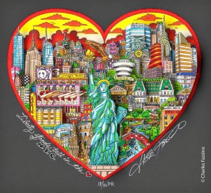 Charles Fazzino "Liberty stands tall in the heart of NYC" 3D-Siebdruck 24 x 26 cm