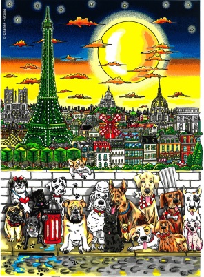 Charles Fazzino Paws in Paris 3D Siebdruck 55 x 45 cm web
