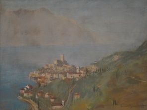 Erwin Lutz - Waldner Malcesine 1948 Pastell 35 x 45 cm