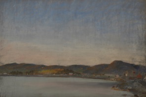 Erwin Lutz - Waldner Nordische Seelandschaft 1944 Pastell 30 x 46 cm