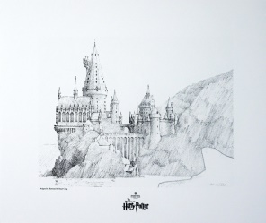 Harry Potter by Stuart Craig Lithography A view of Hogwarts 30 x 35 cm lim Ed - web